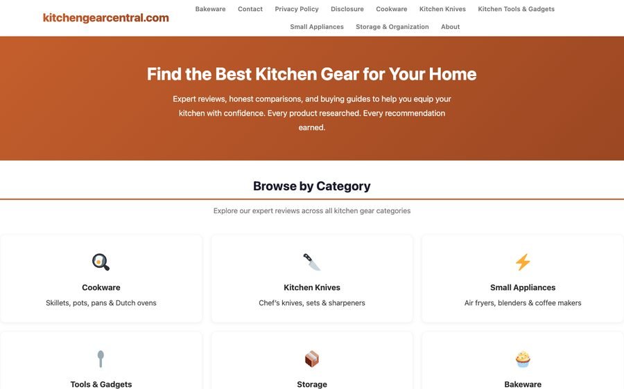 Kitchen Gear Central — product review site built and operated by KnoxForge Studio
